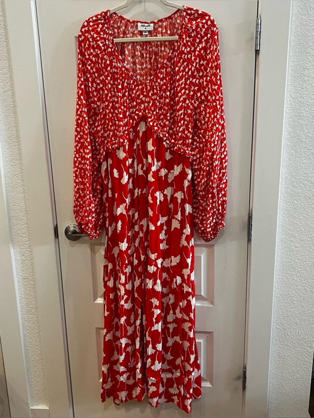 Diane von Furstenberg for Target V-Neck Gingko Cherry Tomato Maxi Dress - Picture 4 of 7